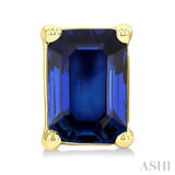 4X3 MM Octagon Shape Sapphire Precious Stud Earrings in 14K Yellow Gold