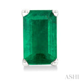 5X3 MM Octagon Shape Emerald Precious Stud Earrings in 14K White Gold