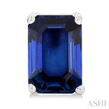 6X4 MM Octagon Shape Sapphire Precious Gemstone Stud Earrings in 14K White Gold