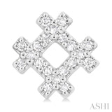 1/8 Ctw Petite Hashtag Motif Round Cut Diamond Fashion Earrings in 10K White Gold