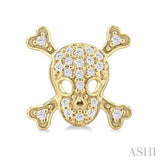 1/6 Ctw Petite Skull Single Cut Diamond Fashion Earrings in 10K Yellow Gold