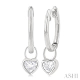 1/3 Ctw Bezel Set Heart Cut Diamond Huggie Earrings in 14K White Gold