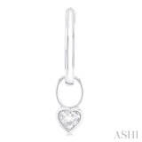 1/3 Ctw Bezel Set Heart Cut Diamond Huggie Earrings in 10K White Gold