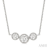 1.00 Ctw Past, Present & Future 3-Stone Bezel Set Round Cut Diamond Necklace in 14K White Gold