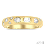 1/3 Ctw Bezel Set Mixed Shape Diamond Cut Fashion Band in 14K Yellow Gold